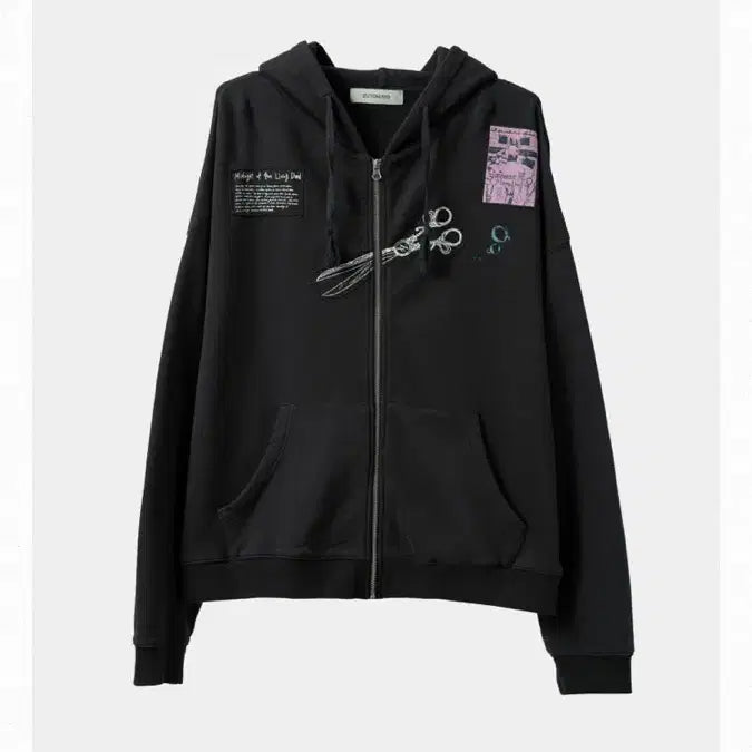 [BUNJANG] Zutto Mayo Scissors Full-zip Hoodie (Vintage Black) XL / 즛토마요 Scissors Full-zip Hoodie (Vintage Black) XL