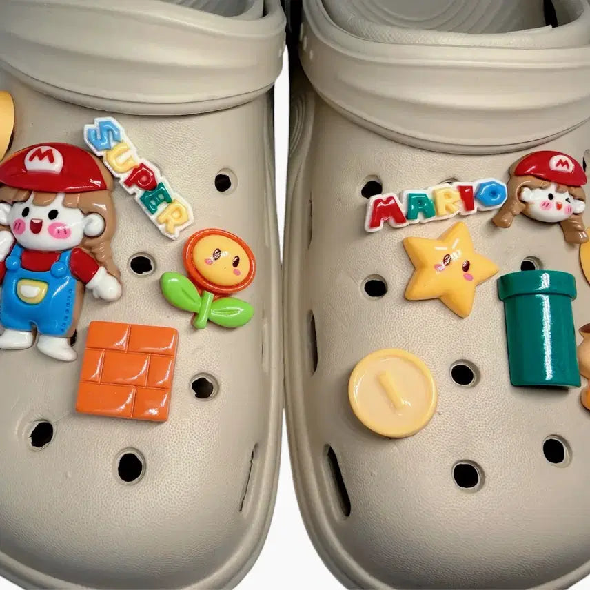 [BUNJANG] Super Mario Character Shoe Charms (Set of 12) / 새상품 슈퍼마리오 캐릭터 신발 자비츠 신발 파츠