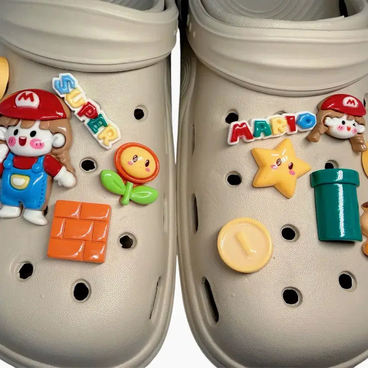 [BUNJANG] Super Mario Character Shoe Charms (Set of 12) / 새상품 슈퍼마리오 캐릭터 신발 자비츠 신발 파츠