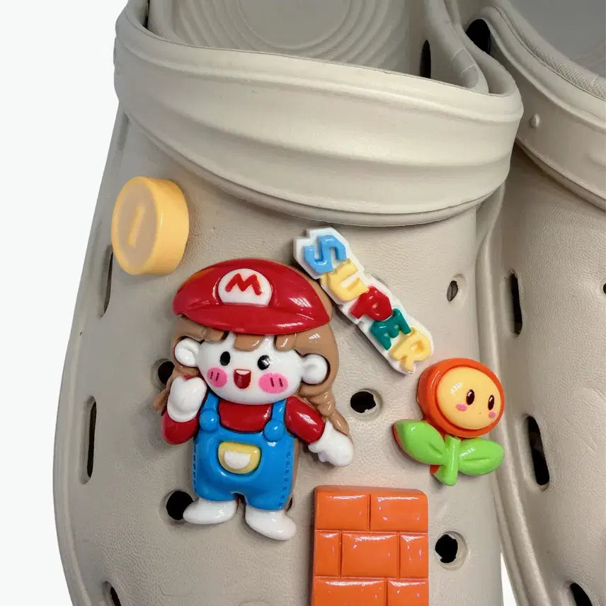 [BUNJANG] Super Mario Character Shoe Charms (Set of 12) / 새상품 슈퍼마리오 캐릭터 신발 자비츠 신발 파츠