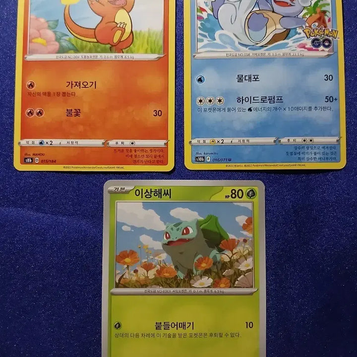 [BUNJANG] Pokemon Charmander, Wartortle, Bulbasaur 3-Card Bundle Set / 포켓몬 카드 파이리 어니부기 이상해씨 3장 일괄
