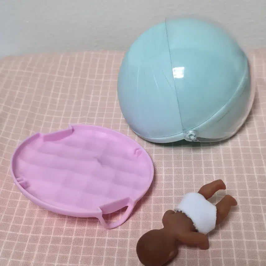 [BUNJANG] Miniature Baby Doll with Sky Pink Bed / 미니어쳐 아기인형 (하늘핑크침대)