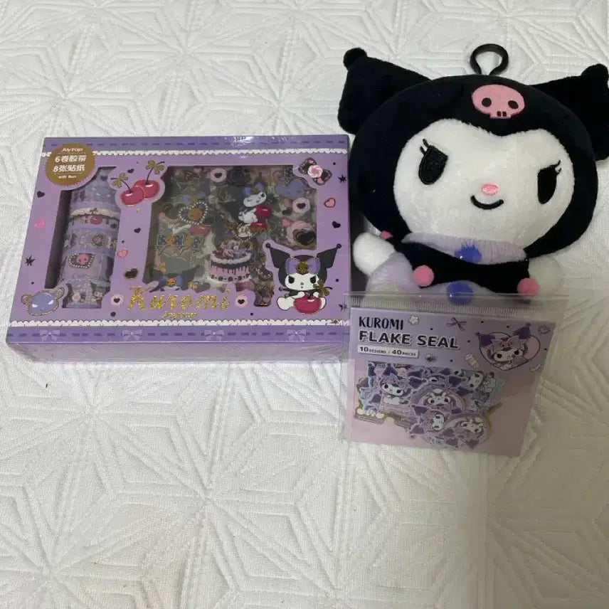 [BUNJANG] Kuromi Plush Doll Keychain &amp; Stationery Set / 쿠로미 굿즈