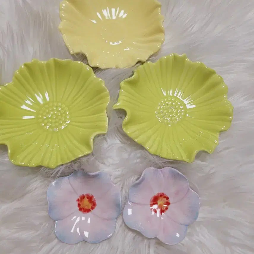 [BUNJANG] Imported Flower Shaped Plate Set / 수입플라워 모양 접시 세트