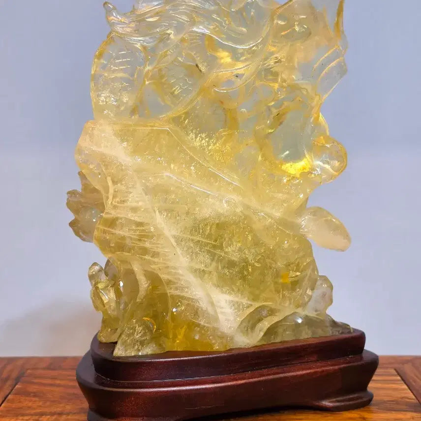[BUNJANG] Yellow Agate Dragon Carving Mineral Stone / 26082510 좋은 기운을 주고 섬세한 조각이  예술인 황수정 용조각  광물 수석 팝니다