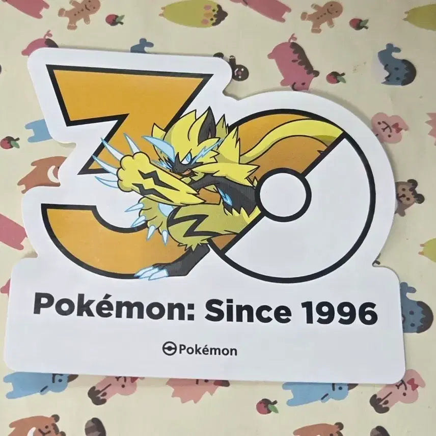 [BUNJANG] Pokemon 30th Anniversary Logo Sticker - Zeraora / 포켓몬스터 30주년 기념 로고 스티커 제라오라