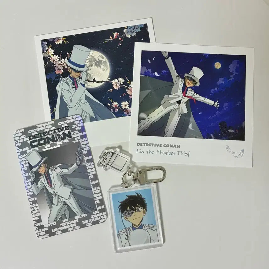 [BUNJANG] Detective Conan Phantom Thief Kid Acrylic Keyring &amp; Polaroid Photocards Bundle Set / 명탐정코난 팝업 괴도키드 증명사진 키링 + 키드 폴라로이드 특전 포카 일괄