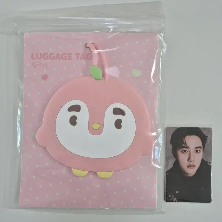 [BUNJANG] EXO D.O. Penguin Luggage Tag + Photocard Bundle Set / 엑소 디오 핑귀니 러기지택+포토카드 일괄