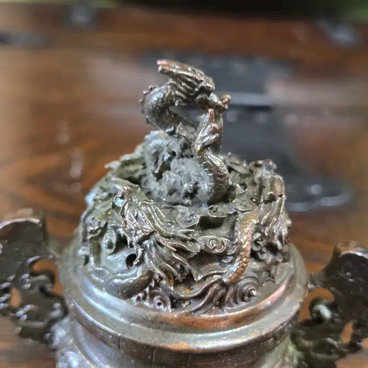 [BUNJANG] Antique Brass Incense Burner with Dragon Motif / 고풍스러운 용 문양 동 향로