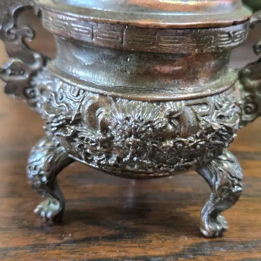[BUNJANG] Antique Brass Incense Burner with Dragon Motif / 고풍스러운 용 문양 동 향로