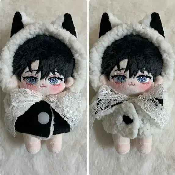 [BUNJANG] 10cm Doll Furry Set Ver. 5 "Wolf" - Black / 솜인형 10cm 10깅 의상 옷 양털세트 귀도리 늑대 판매