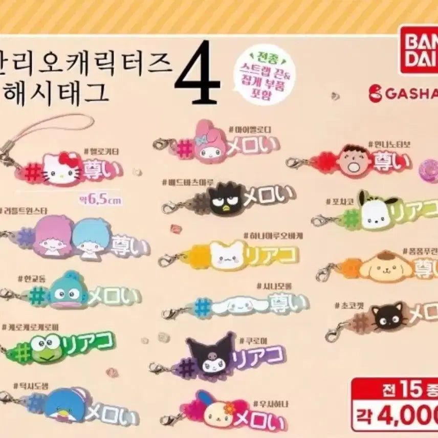 [BUNJANG] Sanrio Hashtag Gacha Hanamaruoobake Keychain / 산리오 해시태그 가챠 키링 하나마루오바케