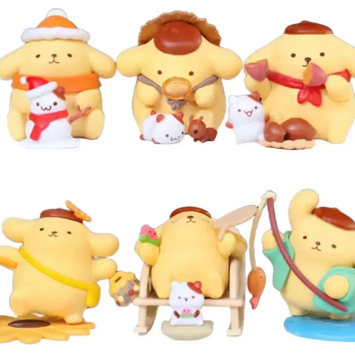 [BUNJANG] Pompompurin Four Seasons Fairy Tale Figure Set (6 Types) / [판매] 폼폼푸린 사계절 동화 피규어 6종 일괄
