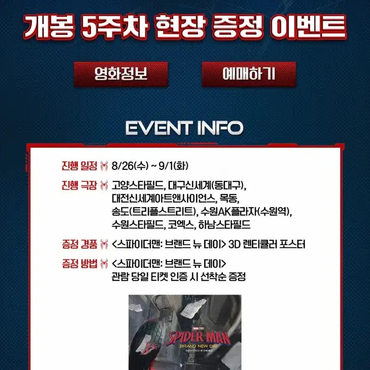 [BUNJANG] Spider-Man: Brand New Day Lenticular Poster / 스파이더맨 브랜뉴데이 5주차 렌티큘러 포스터