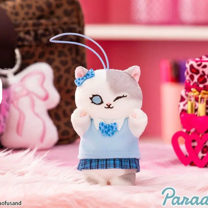 [BUNJANG] Moffsand Cat School Uniform Keychain / [새상품]모프샌드 모후샌드 갸루 교복 스쿨 고양이 블루 화이트 그레이 냥이 키링