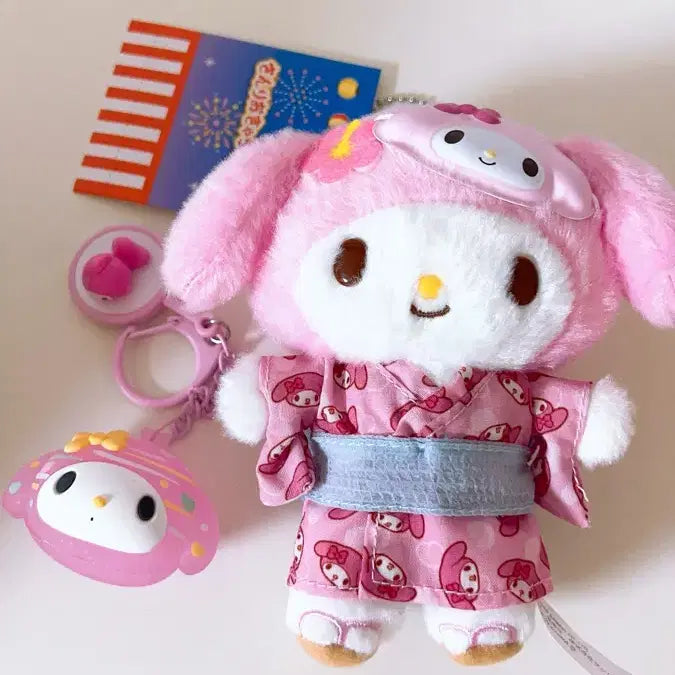 [BUNJANG] My Melody Summer Festival Plush Doll &amp; Keyring Set / 마이멜로디 여름축제 인형 + 키링 일괄