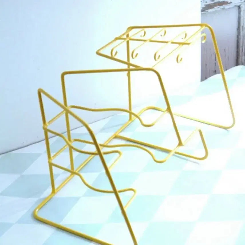 [BUNJANG] Vintage Yellow Rubber Coated Dish Rack / 빈티지 옐로우컬러 러버 코티드 안정적인 디쉬랙