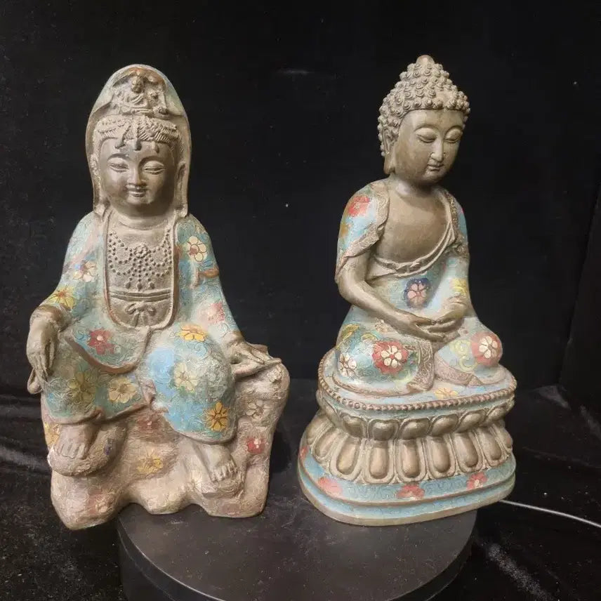 [BUNJANG] Pair of Bronze Gilt Buddhist Statues / 동태법랑 불상2점