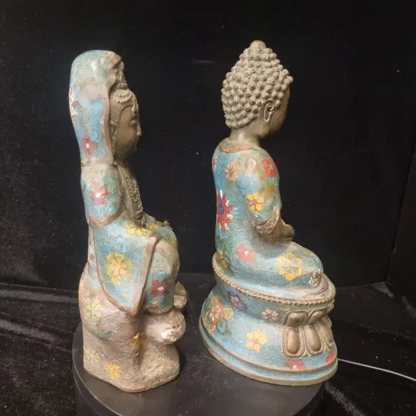 [BUNJANG] Pair of Bronze Gilt Buddhist Statues / 동태법랑 불상2점