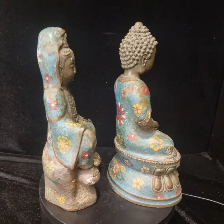 [BUNJANG] Pair of Bronze Gilt Buddhist Statues / 동태법랑 불상2점