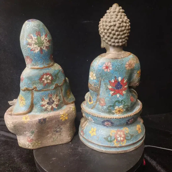 [BUNJANG] Pair of Bronze Gilt Buddhist Statues / 동태법랑 불상2점