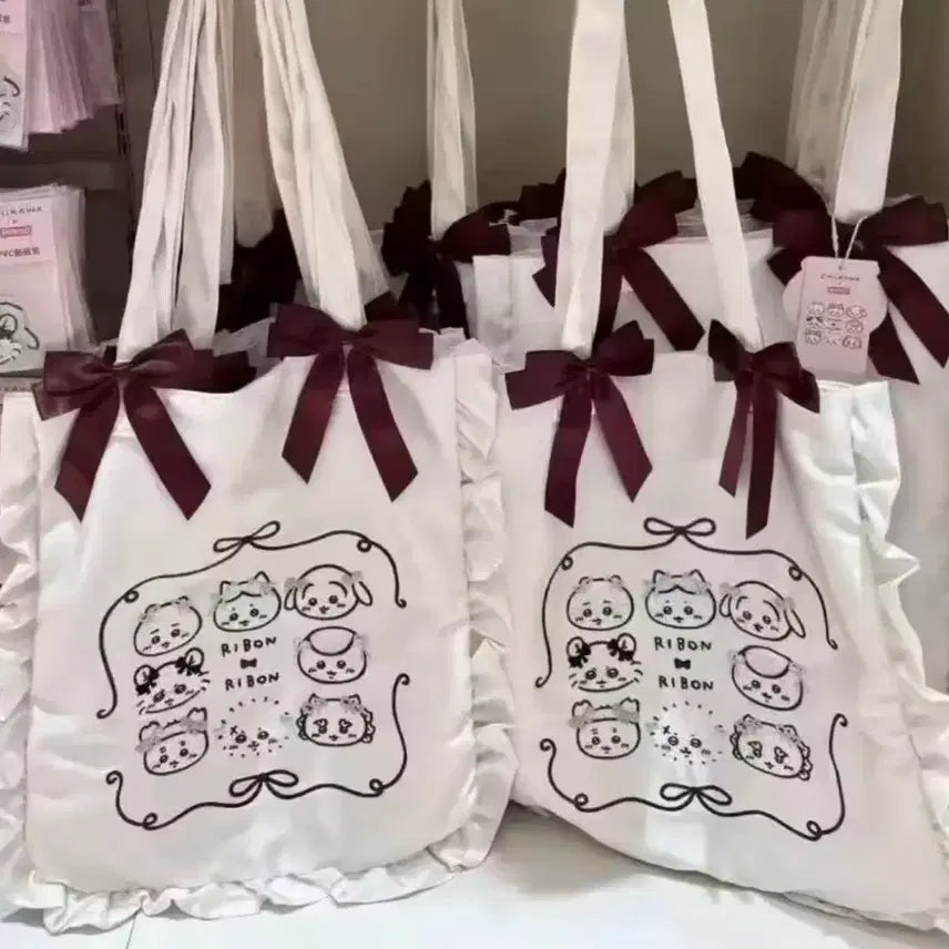 [BUNJANG] Chiikawa Refreshing Hairstyle Series Ribbon Eco Bag / [새상품] 먼작귀 치이카와 상큼 헤어스타일 시리즈 리본 에코백
