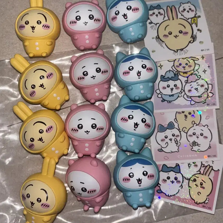[BUNJANG] Cheekawa Pajama Figure + Seal Sticker Set / (4종세트) 먼작귀 치이카와 파자마 피규어 + 씰스티커 우사기 하치와레 햄냥토