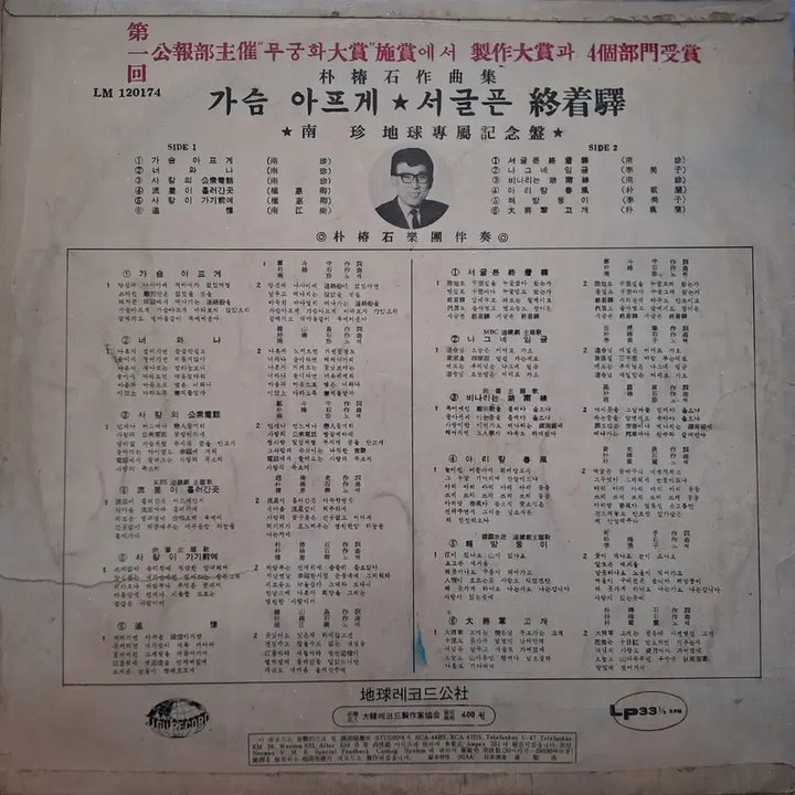 [BUNJANG] Nam Jin 1967 "Kasumapeuge" LP Record / 귀한음반/남진 가슴 아프게 LP