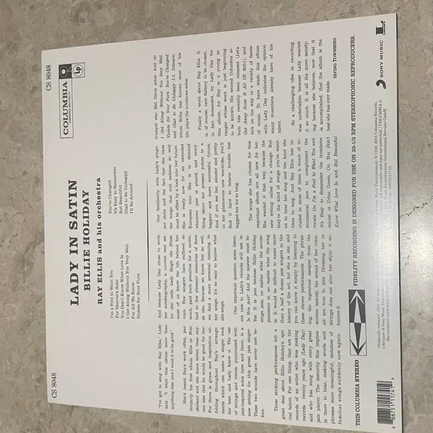 [BUNJANG] Billie Holiday Lady in Satin LP Vinyl Record / 재즈. 빌리 홀리데이 Lady in Satin LP 바이닐 음반