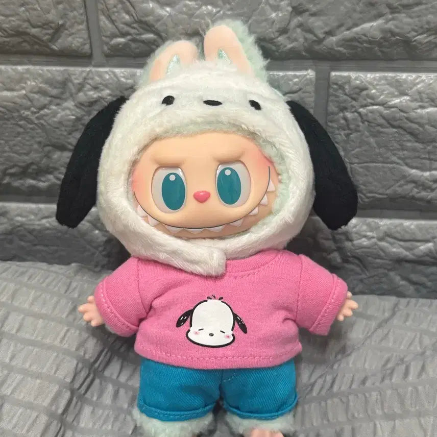 [BUNJANG] Labubu x Sanrio Pochacco Plush Doll Keychain / 라부부X산리오 인형키링