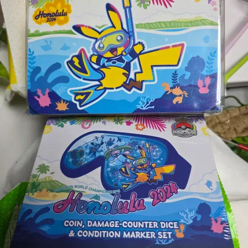 [BUNJANG] Pokemon World Championships 2024 Hawaii Honolulu Coin, Damage Counter, Marker Set &amp; Double Deck Case / 포켓몬 월드 챔피언십 2024 하와이 호놀룰루 코인/데미지 카운터/마커 세트와 더블덱케이스