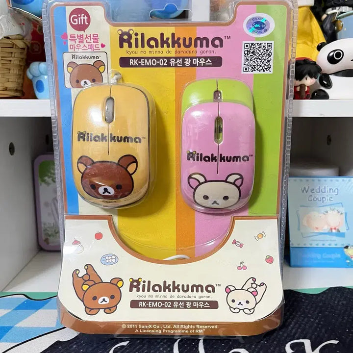 [BUNJANG] Rilakkuma Wired Optical Mouse Pad Set / 고전문구 리락쿠마 유선 광마우스 패드 세트