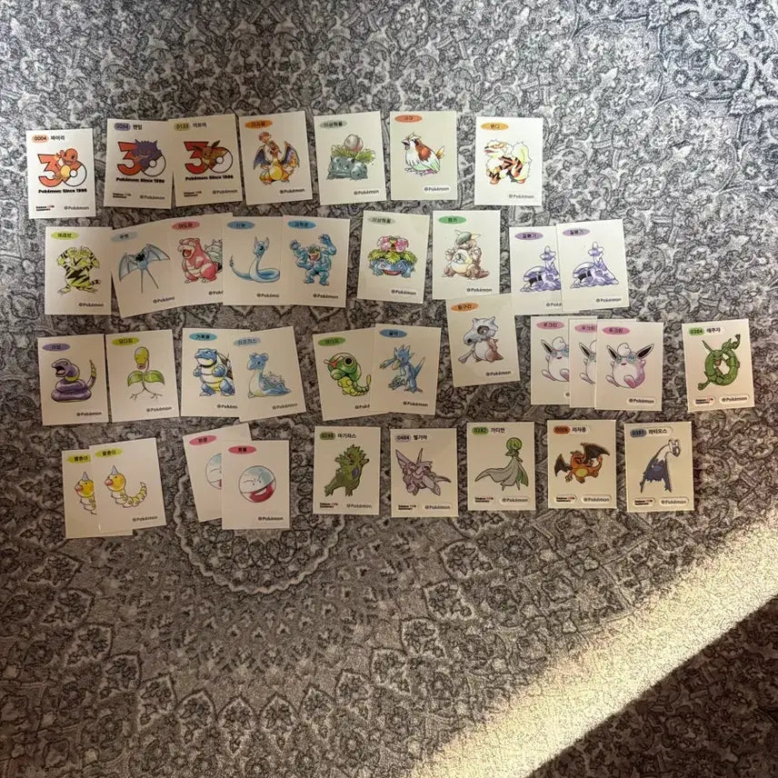 [BUNJANG] Pokemon 30th Anniversary Artwork Ttibusil Bundle Set (36 pcs) / 포켓몬 30주년 아트워크 띠부씰 36장 일괄