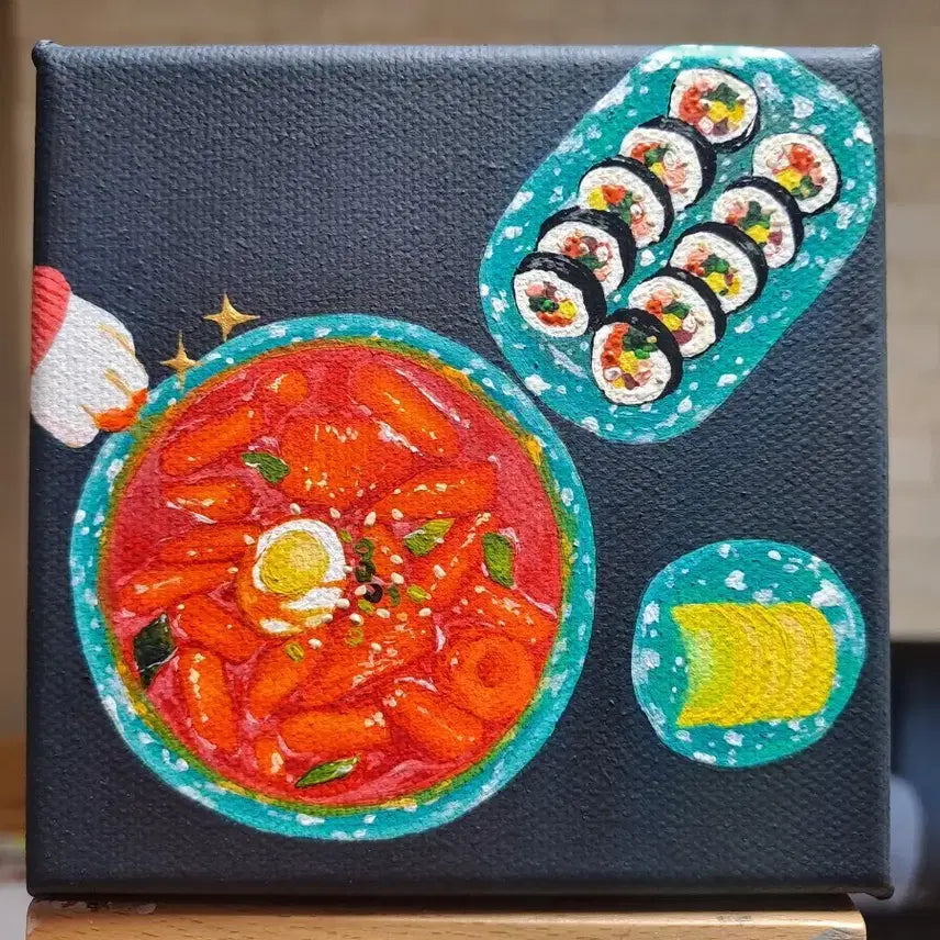 [BUNJANG] Cute Cats and Tteokbokki Acrylic Mini Frame / 고양이와 떡볶이 아크릴 그림액자입니다