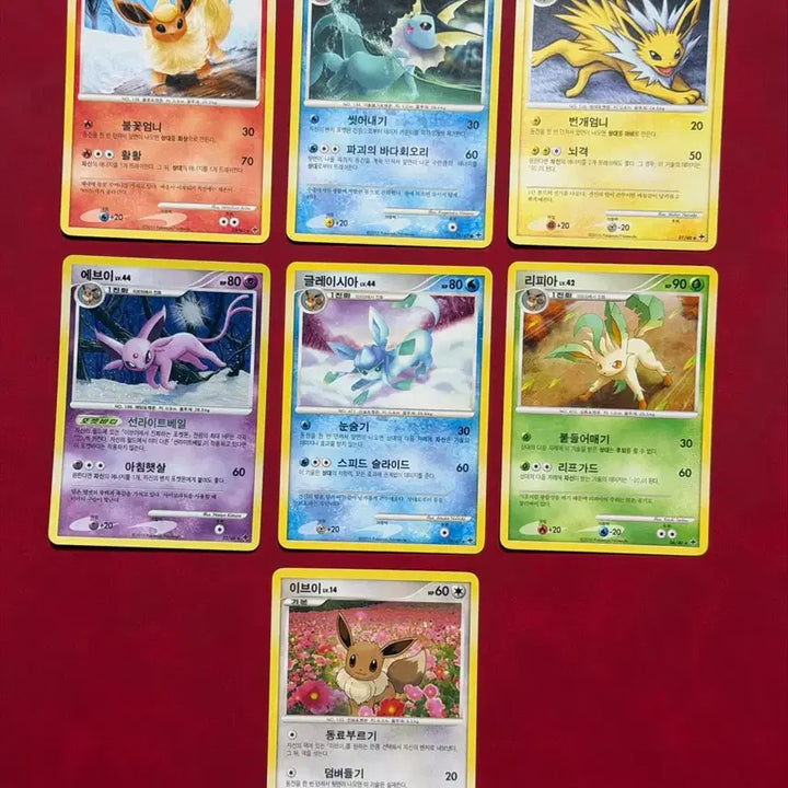 [BUNJANG] Pokemon Ancient Cards DP Eevee Evolution Set (7 Types) / 포켓몬 고대 카드 dp 이브이 진화 세트 7종 (에브이, 글레이시아, 리피아, 부스터 등)