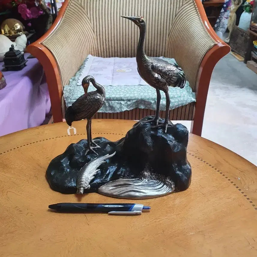 [BUNJANG] Japanese White Turtle and Rock Figurine / 물가에서 학과 흰거북이.ㅡ
