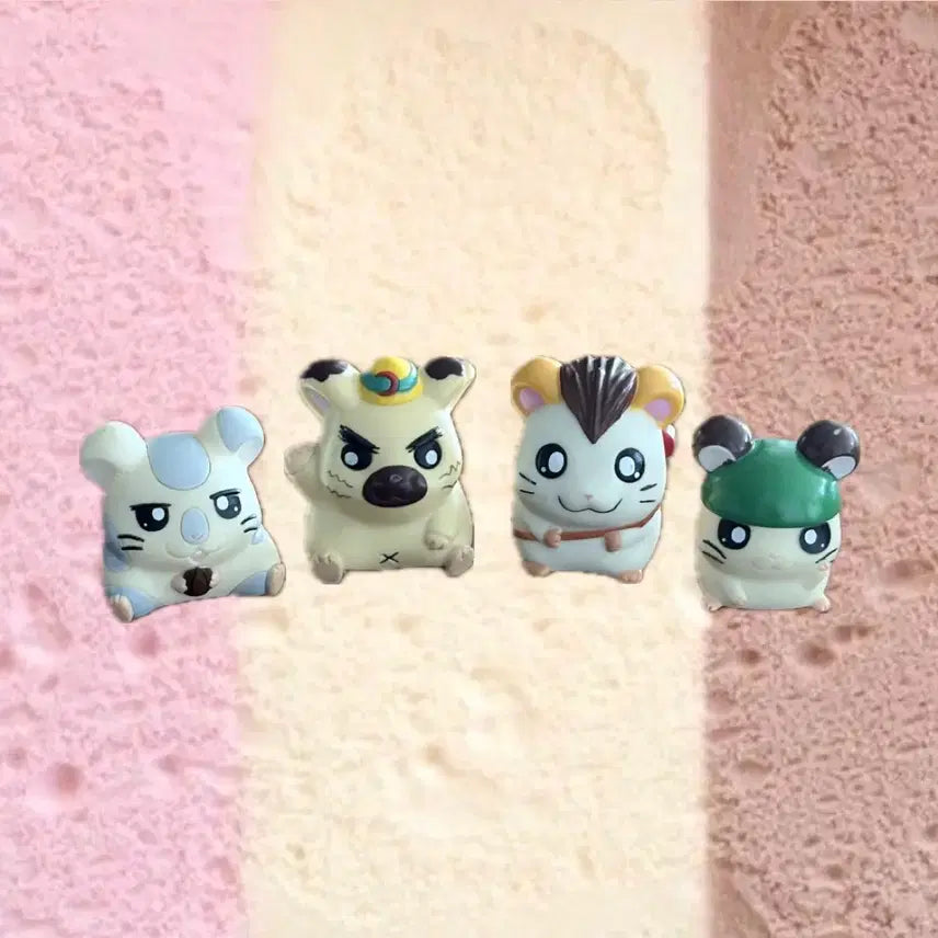 [BUNJANG] Antique Hamtaro Finger Puppet 4-Piece Set / <미사용> 고전 방가방가 햄토리 손가락 피규어 4종 세트