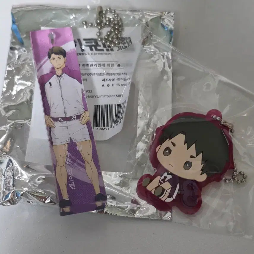 [BUNJANG] Haikyuu Ushijima Bundle Set (10th Anniversary Acrylic Stand, Petatto Keyring) / 하이큐 우시지마 일괄 (10주년 아크릴스틱, 페탓토키링)