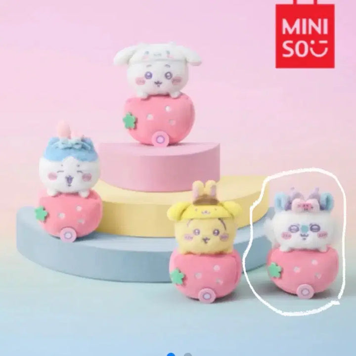 [BUNJANG] Miniso x Chiikawa x Sanrio Momonga Strawberry Plush / 미니소 치이카와 산리오 콜라보 모몽가 딸기 인형