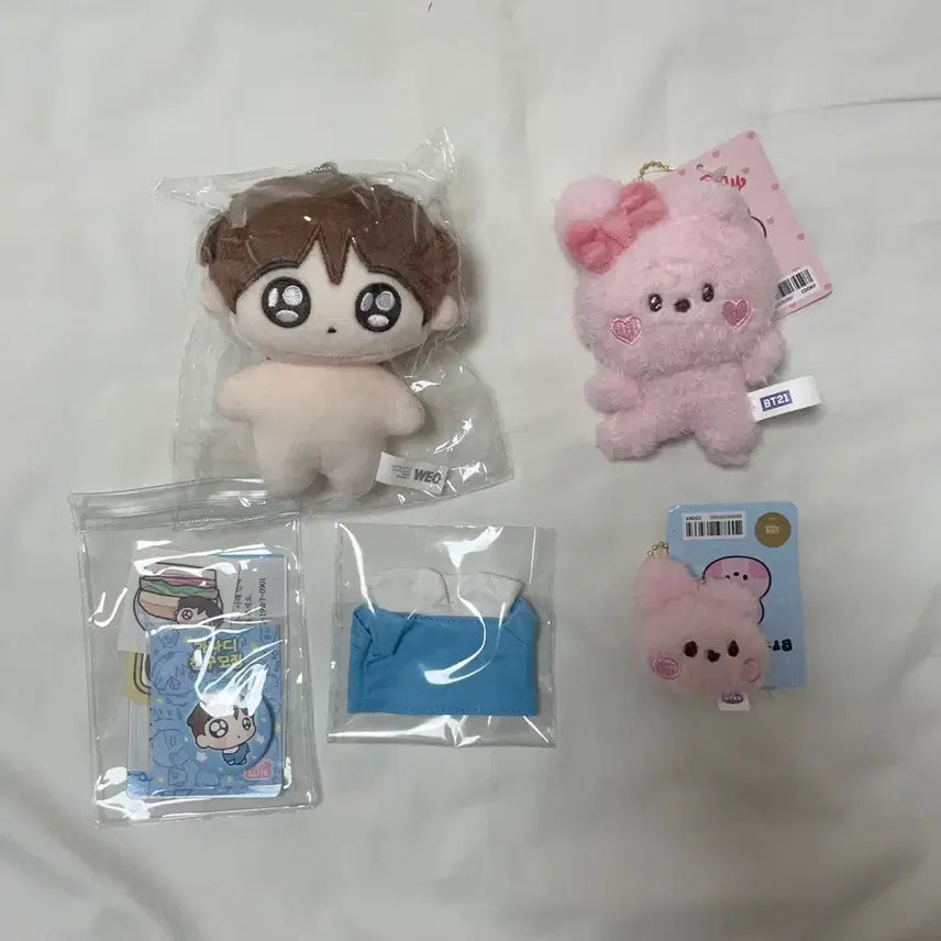 [BUNJANG] BTS Jungkook Ganadi x BT21 Minini Cookie &amp; Face Plush Keyring Bundle Set / 궁물 잘먹어요 가나디 + bt21 미니니 러블리 쿠키 + 페이스 인형 키링 정국 방탄 jk
