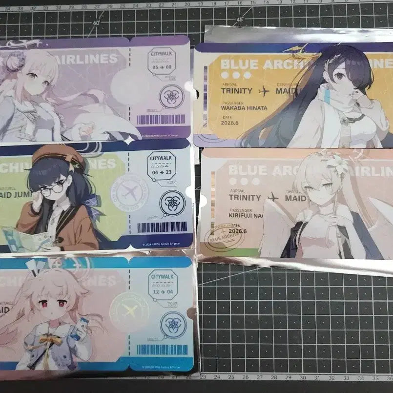 [BUNJANG] Blue Archive China Maid Jump Collaboration Ticket Bundle Set / 블루아카이브 중국 메이드점프 콜라보 티켓 5종 일괄팝니다
