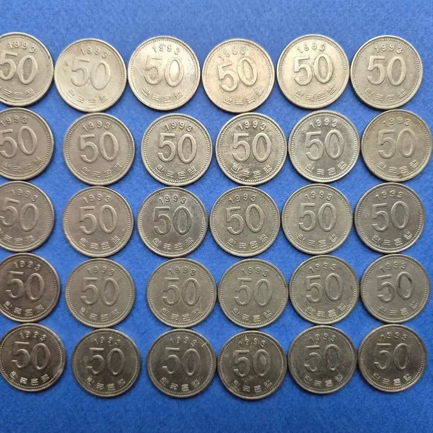 [BUNJANG] 1993 50 Won Used Coins - Bundle of 30 / 1993년 50원 사용제 동전 30개 -1-
