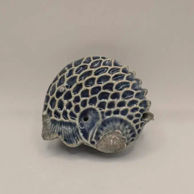 [BUNJANG] Joseon Dynasty Blue Glazed Carp Inkstone Antique / 진품 조선후기 통청채 붕어연적 골동품