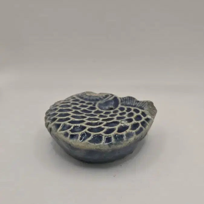 [BUNJANG] Joseon Dynasty Blue Glazed Carp Inkstone Antique / 진품 조선후기 통청채 붕어연적 골동품