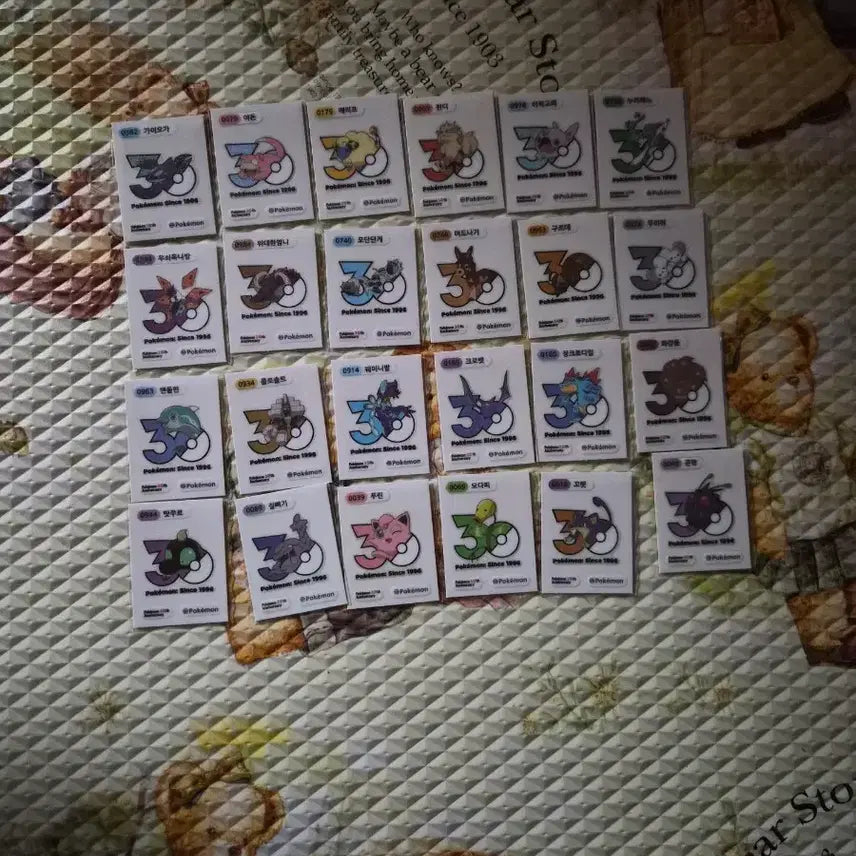 [BUNJANG] Pokemon 30th Anniversary New Logo Stickers Bundle Set (24 pcs) / 포켓몬띠부씰 30주년 신상로고씰 1013종중 24종 일괄판매합니다