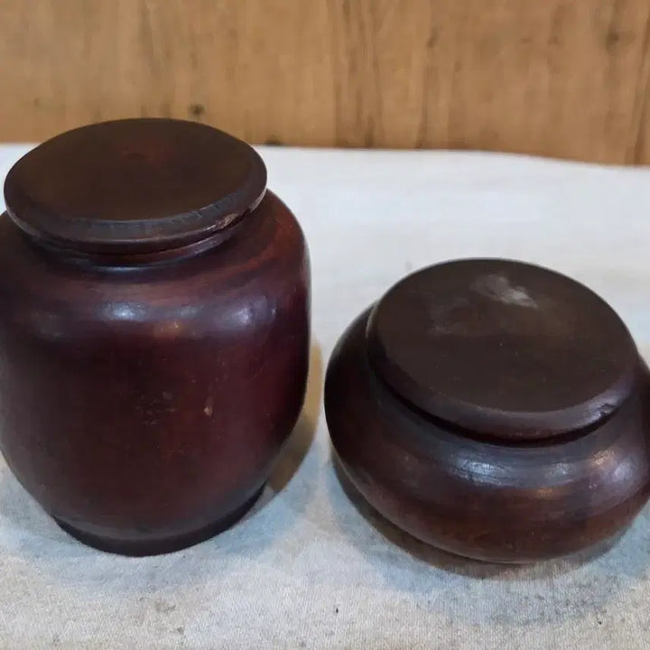 [BUNJANG] Antique Wooden Cosmetic Case Set (4 Pieces) / 100년넘은 화장기 화장합 분통 4점