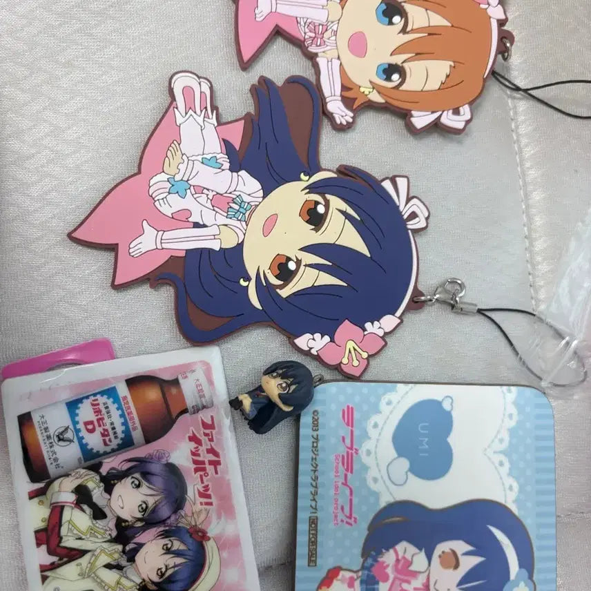 [BUNJANG] Love Live! Umi &amp; Honoka Strap Coaster Keychain Bundle / 러브라이브! 우미 스트랩 컵 코스터 키링 호노카 굿즈 일괄