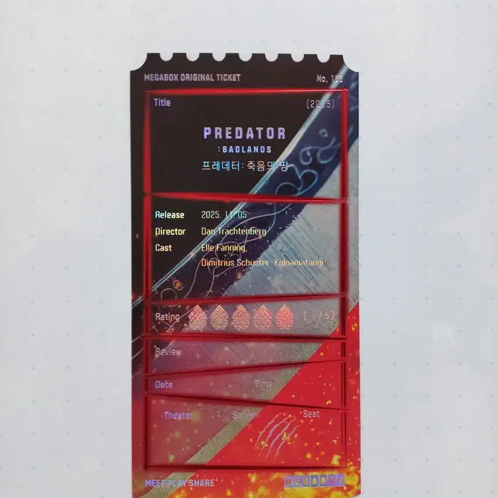 [BUNJANG] Predator: The Original Ticket / 프레데터 죽음의땅 오리지널티켓