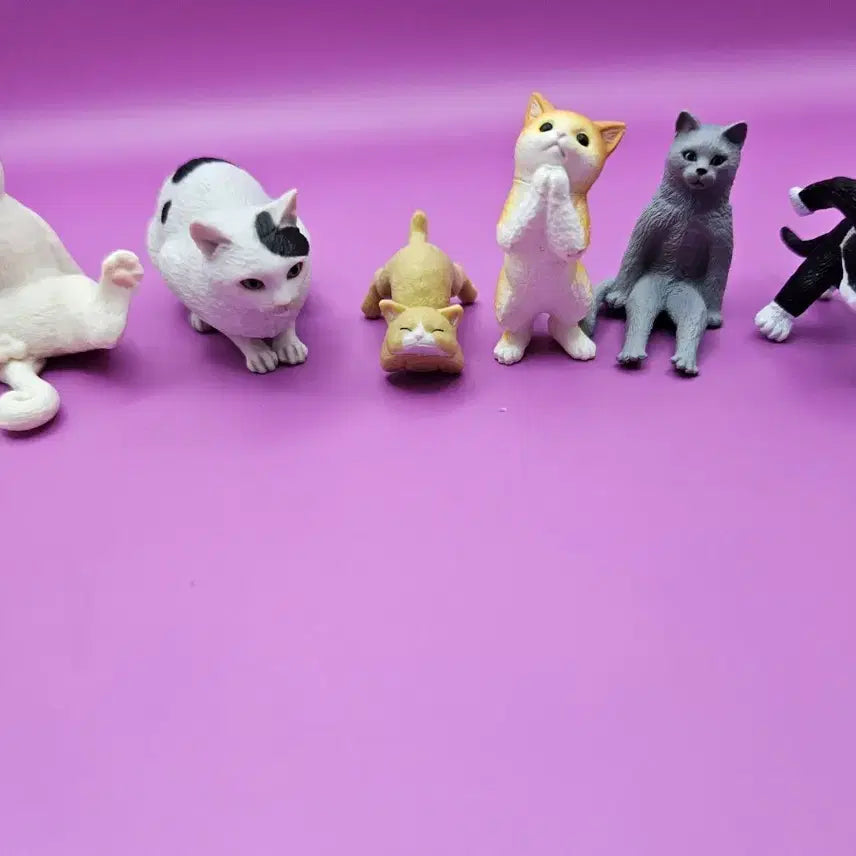 [BUNJANG] Assorted Poses Cat Figurines Set (6 Pieces) / 다양한 포즈 고양이 피규어 6개 모음