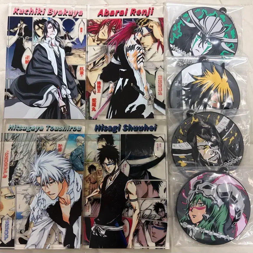 [BUNJANG] Bleach Acrylic Block Bundle Set with Lottery Keychain - Byakuya, Renji, Toshiro, Hisagi / 블리치 아크릴 블럭 + 쿠지 키링 쿠치키 뱌쿠야 렌지 토시로 히사기 일괄